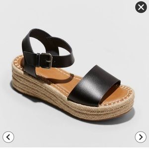 Rae Faux Leather Wedges Black Size 6